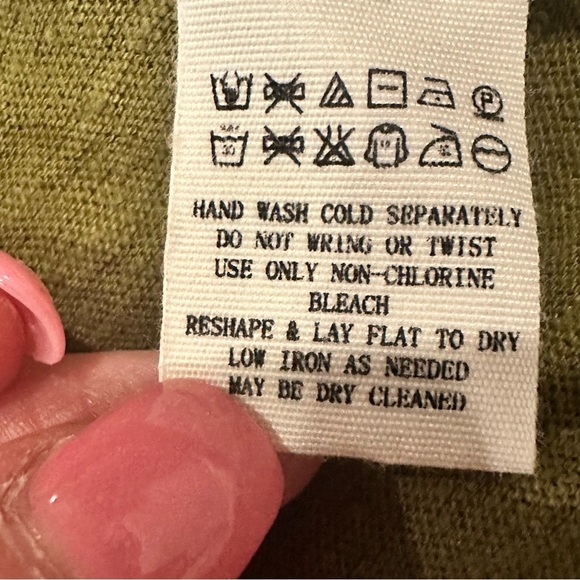 FREE PEOPLE New To Town Olive Green Smoked Linen Blend Tank Top Women’s Small - Picture 11 of 11